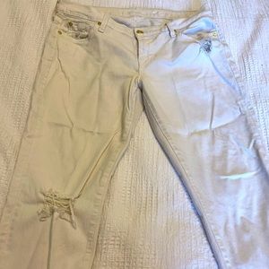 Women’s Seven white distressed denim.